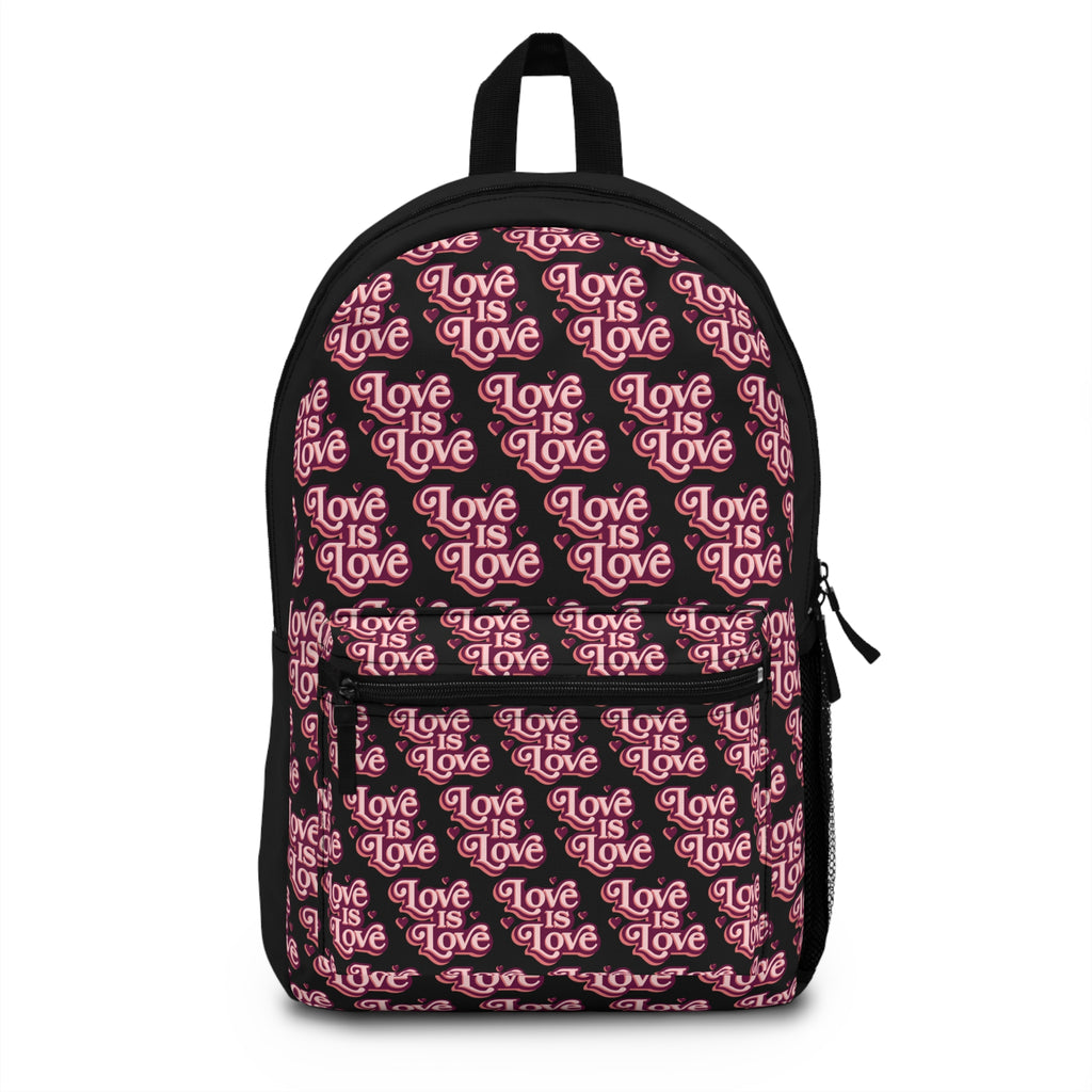 Love Is Love pattern Backpack | LGBTQ Pride pink repeating text