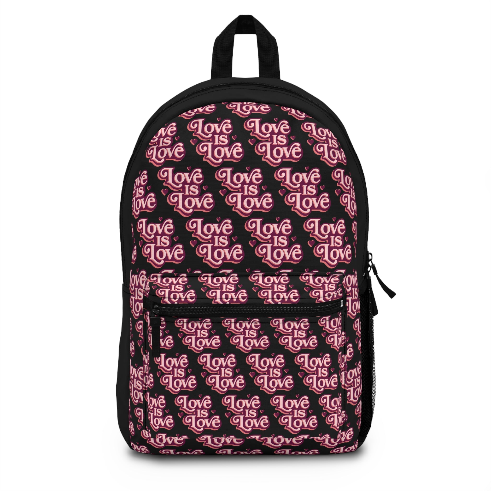 Love Is Love pattern Backpack | LGBTQ Pride pink repeating text