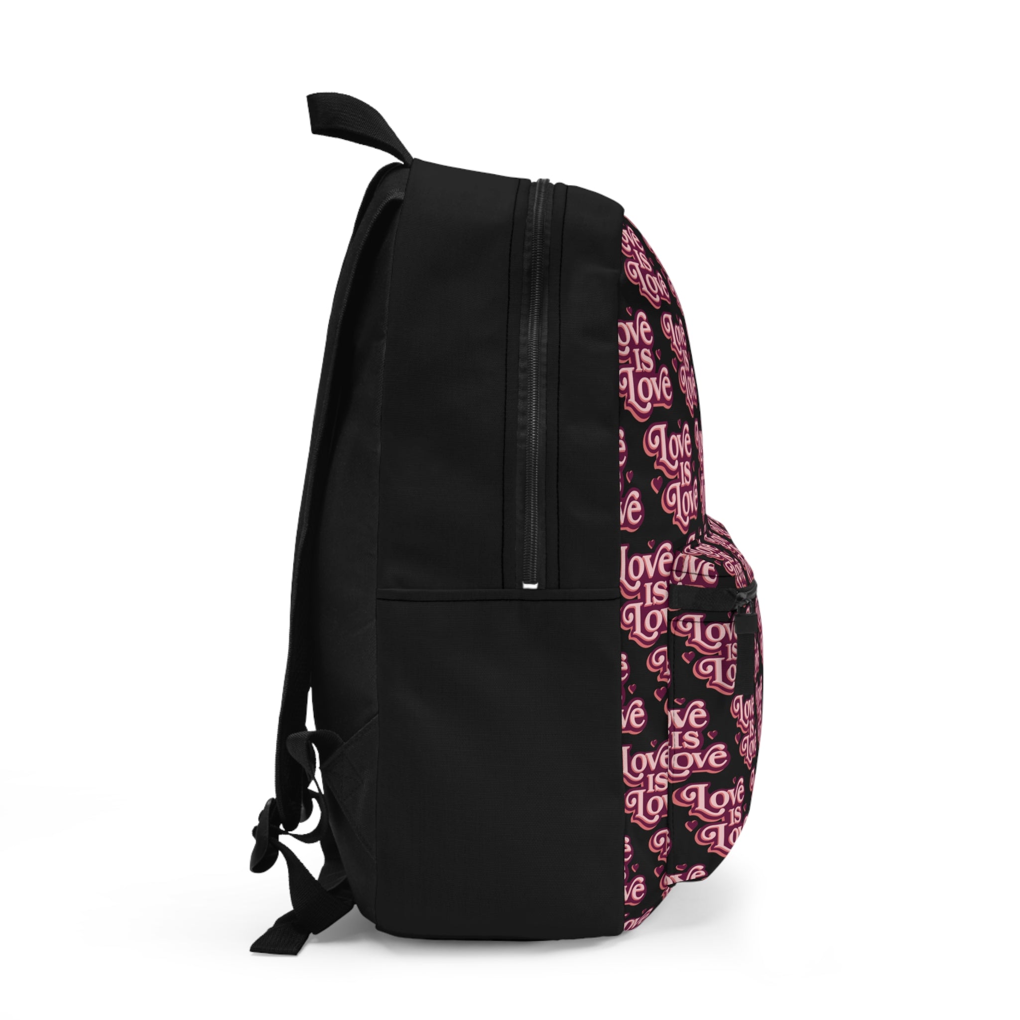 Love Is Love pattern Backpack | LGBTQ Pride pink repeating text