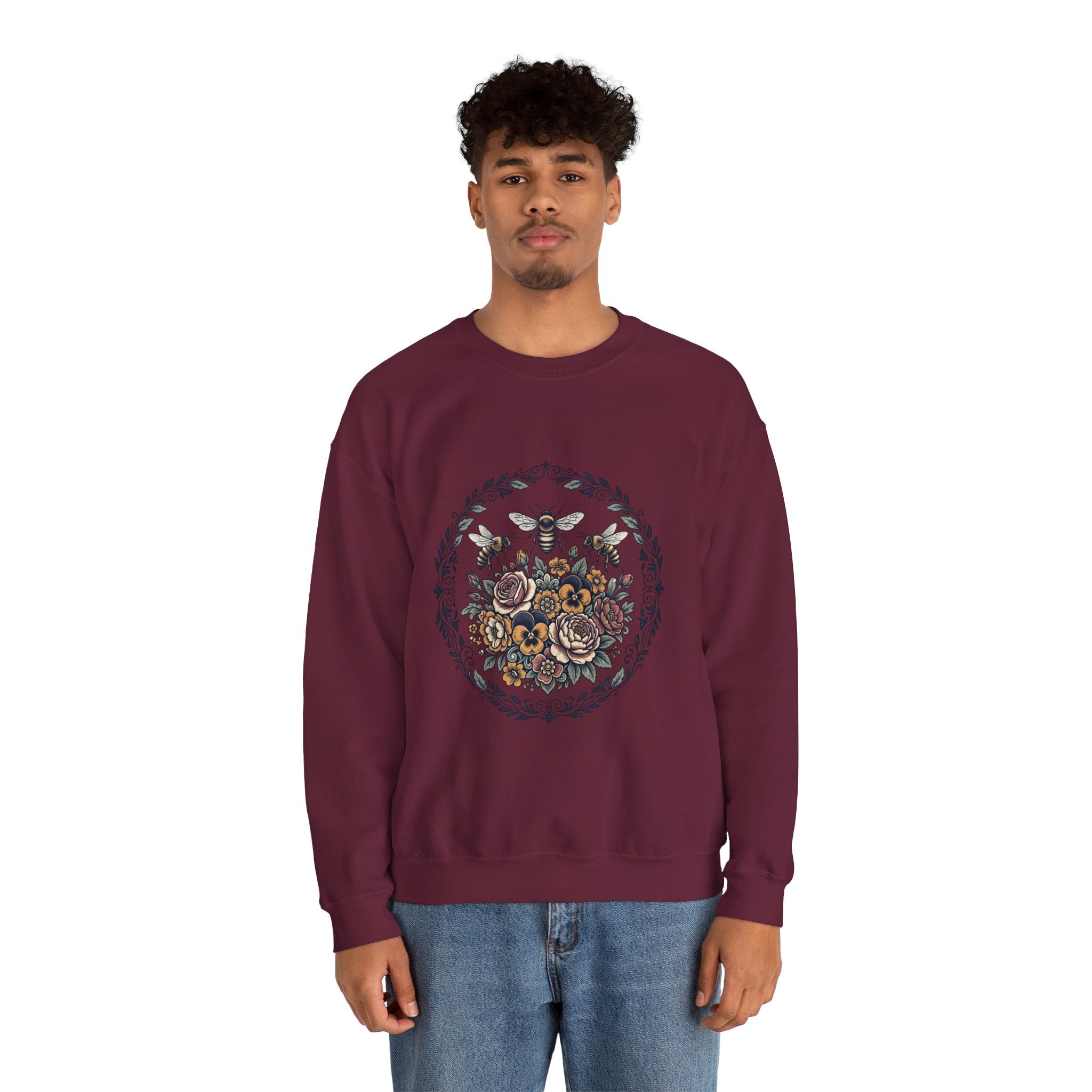 Unisex Floral with Bees Sweatshirt