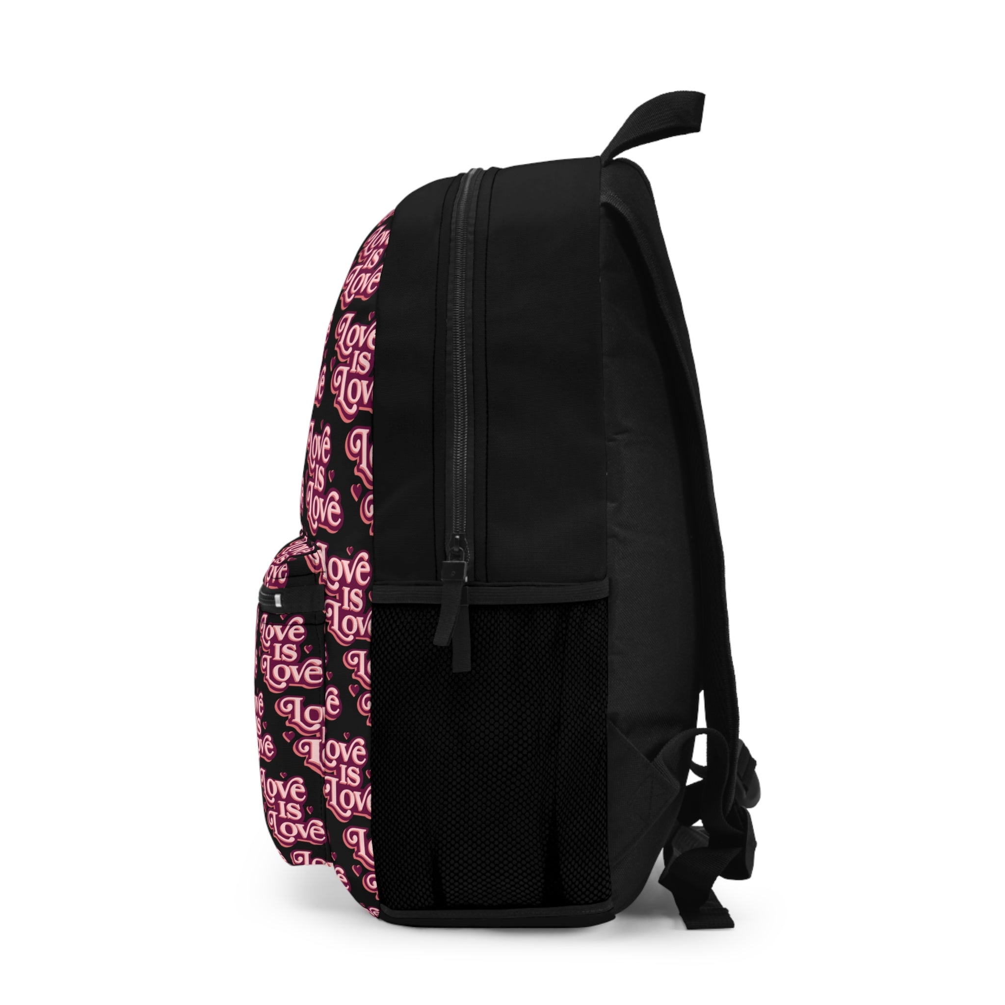 Love Is Love pattern Backpack | LGBTQ Pride pink repeating text